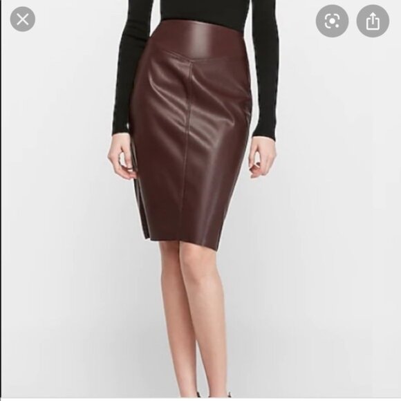 Express High Waisted Faux Leather Seamed Pencil Skirt Size 0 - Picture 1 of 12